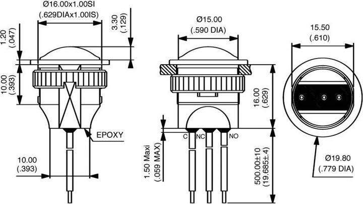 Immagine prodotto APEM Sealed Pusbutton Switch - Black Dia 16mm
