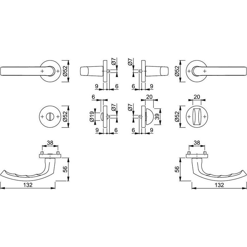 Thumbnail - Hoppe, Türgriff + Fenstergriff, Rosettengarnitur WC 2962174 Luxembourg 199/42KV/42KVS silber (Türgarnitur)