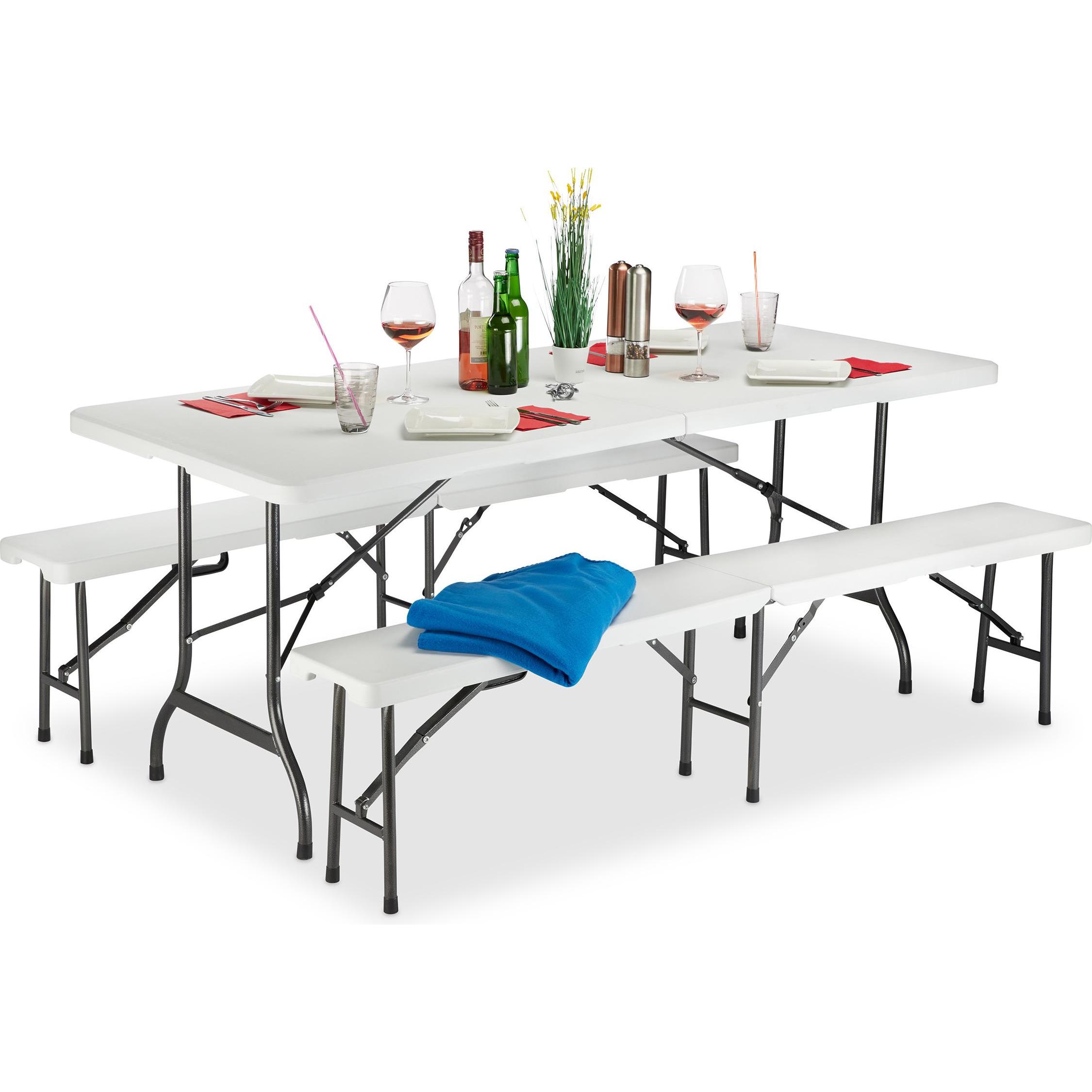 Relaxdays, Gartentisch + Balkontisch, Bierzeltgarnitur (180 cm)