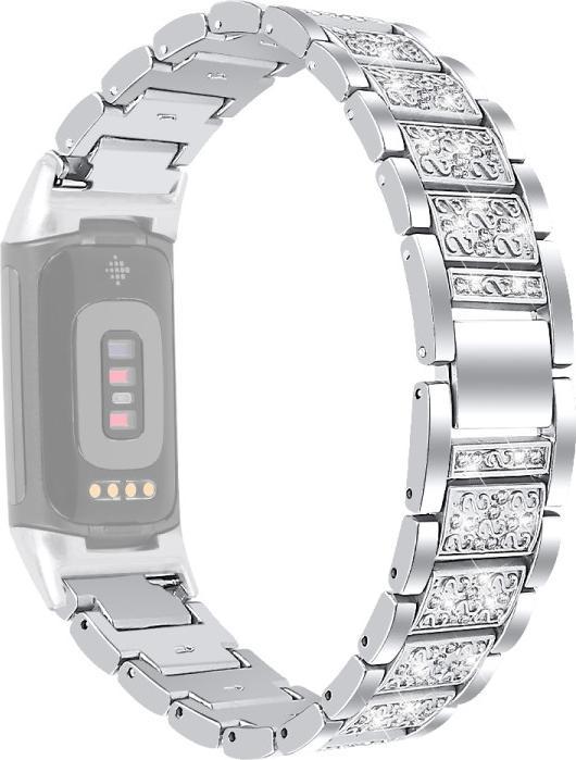 Produktbild Cover-Discount Fitbit Charge 5 - Edelstahl mit Strass Armband silber (Edelstahl)