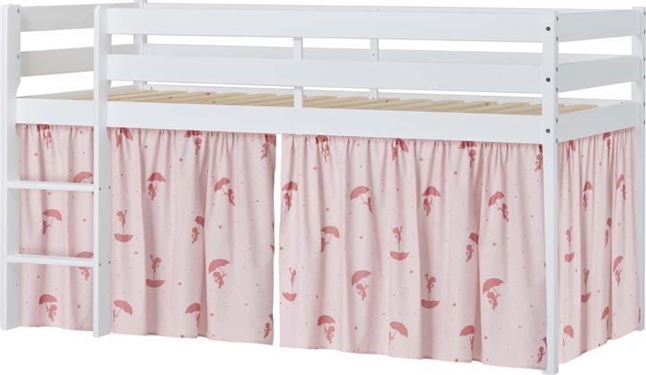 Image du produit Hoppekids ECO Comfort lit mi-hauteur 90x200 avec rideau rouge Ole Lukoie, Blanc (90 x 200 cm)