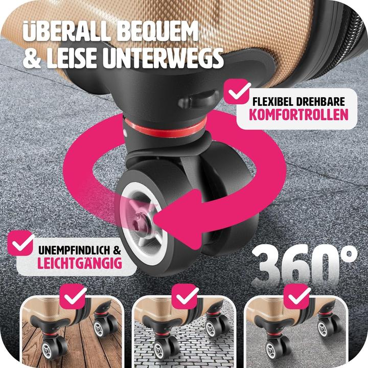Produktbild tectake 800518 Reisekofferset 3-teilig, Champagner (98 l)