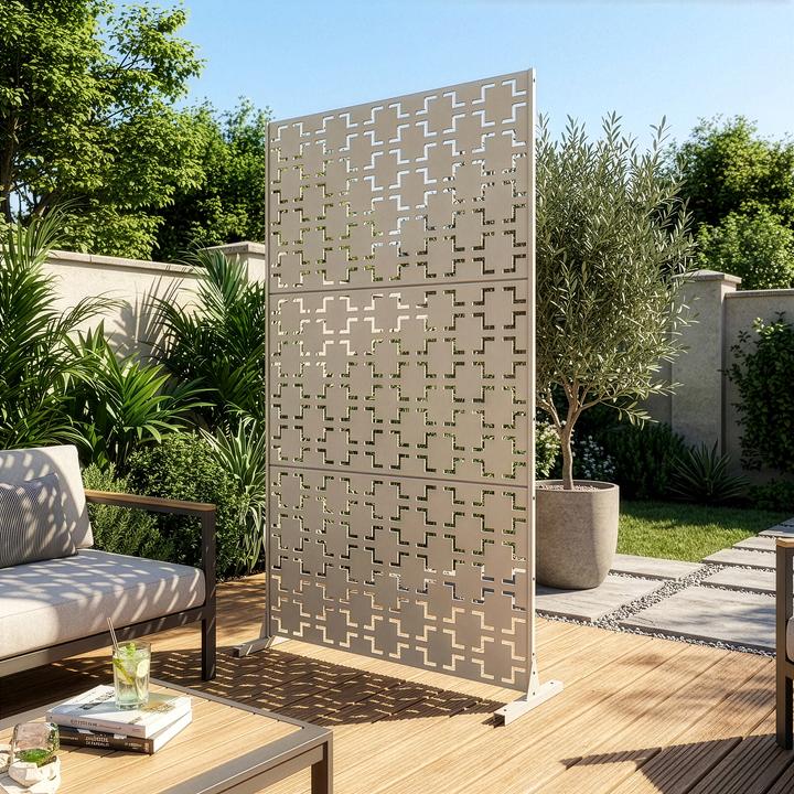 Produktbild Casa.Pro Trennwand Basciano verzinkter Stahl 180x90 cm Knoblauchbeige