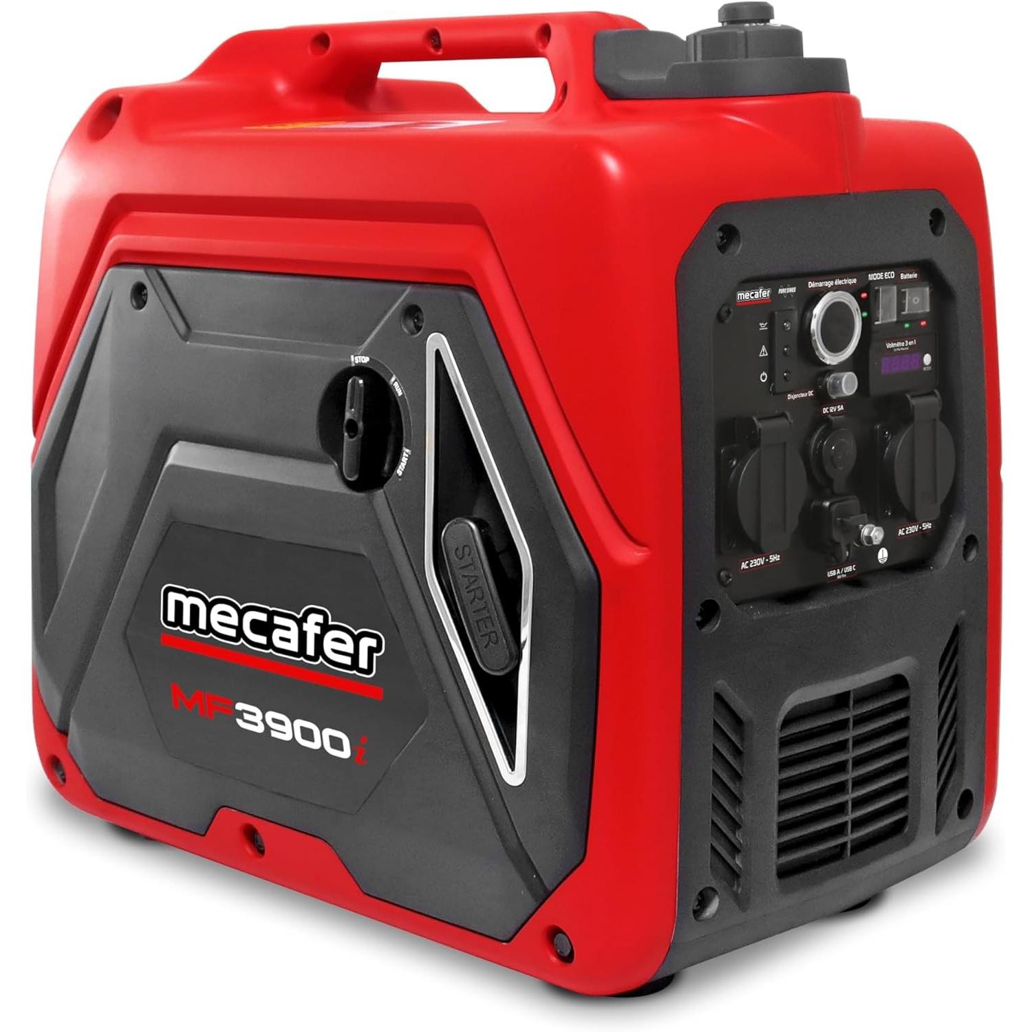 Mecafer, Generatore di corrente, Generatore inverter silenzioso con avviamento elettrico e uscite multiple (3500 W, 8.50 l)