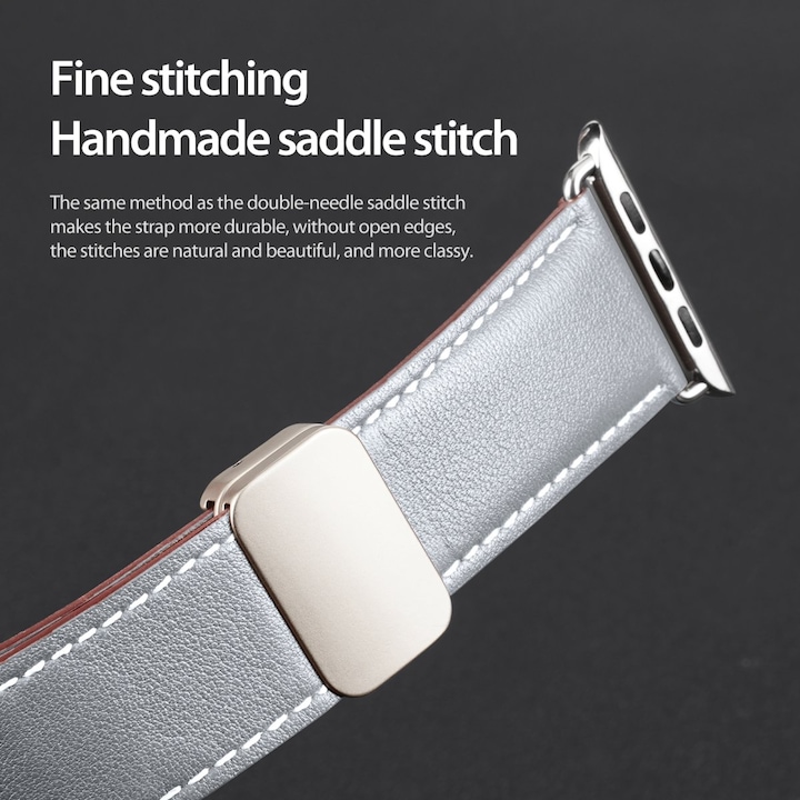 Actual product image Dux Ducis YA Strap (42 mm, 44 mm, 45 mm, 49 mm, Genuine leather, Apple Watch Series 1, Apple Watch Series 2, Apple Watch Series 3, Apple Watch Series 4, Apple Watch Series 5, Apple Watch Series 6, Apple Watch Series 7, Apple Watch Series 8, Apple Watch Series 9, Apple Watch SE, Apple Watch Ultra, Apple Watch Ultra 2)