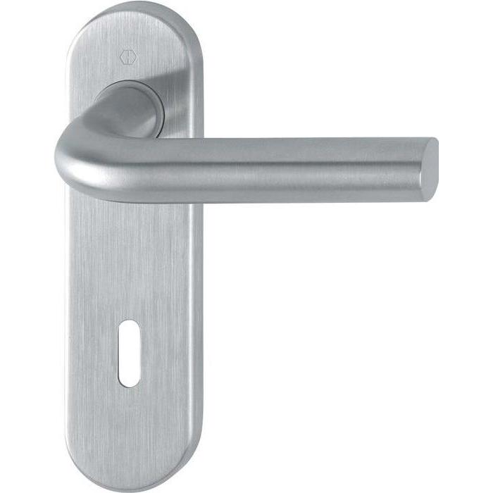 Hoppe, Türgriff + Fenstergriff, Kurzschildgarnitur Bonn E150Z/353K Vierkantmass 8mm OB-72 F69 Edelstahl matt Türdicke 35...