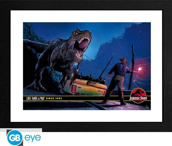 GB Eye JURASSIC PARK - Framed print Alan Grant vs T-Rex (30x40) x2 (30 x 40 cm)