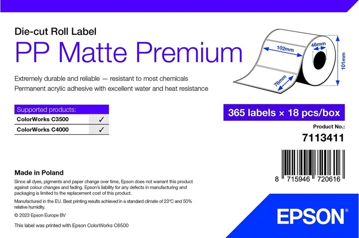 Energie-Label Epson Pp Matte Label Prem Die-Cut