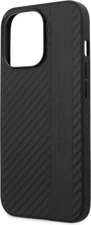 Immagine prodotto Mercedes-Benz Custodia PC/TPU con striscia in pelle grigia effetto carbonio e logo stampato a caldo (Apple iPhone 13 Pro Max)