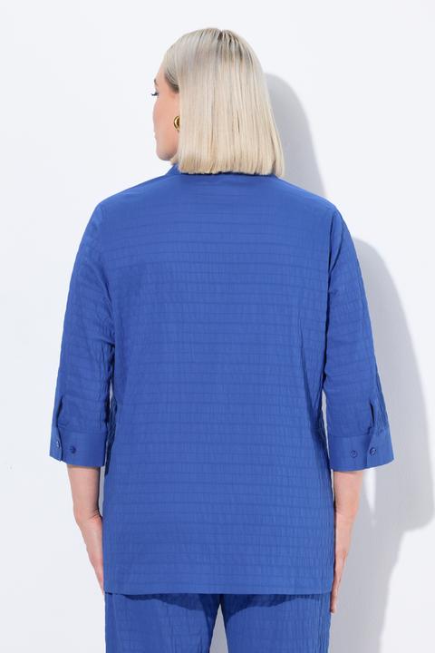 Actual product image Ulla Popken Bubble Texture Solid Button Front Stretch Blouse (50, 52)