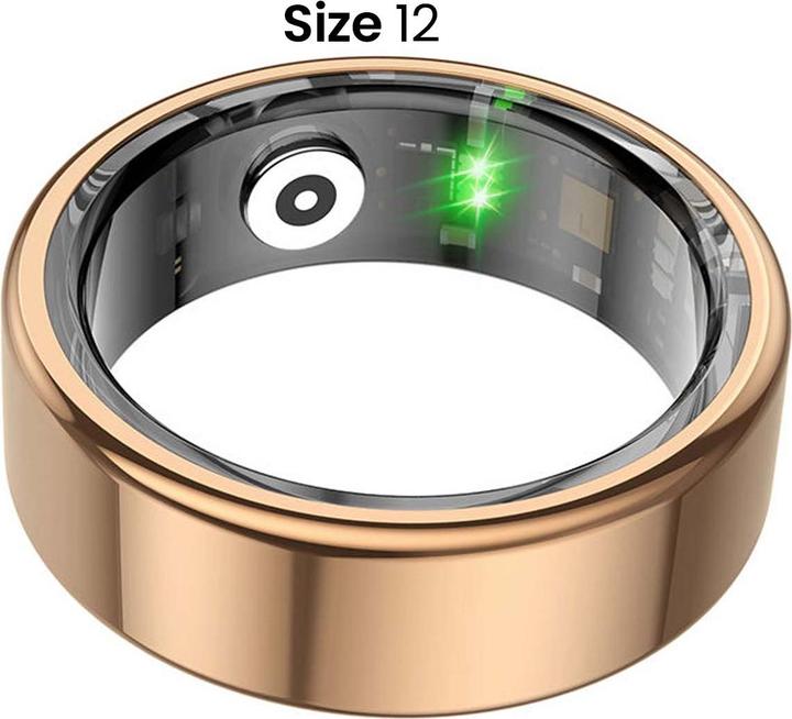 Immagine prodotto Avizar Smart Ring Grösse 12 Titan mit Ladeetui (12, Oro)