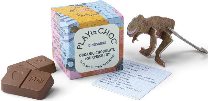 Produktbild Play in Choc Schokolade + Spielzeug Dinosaurier Bio (4 Stk., 200 g)
