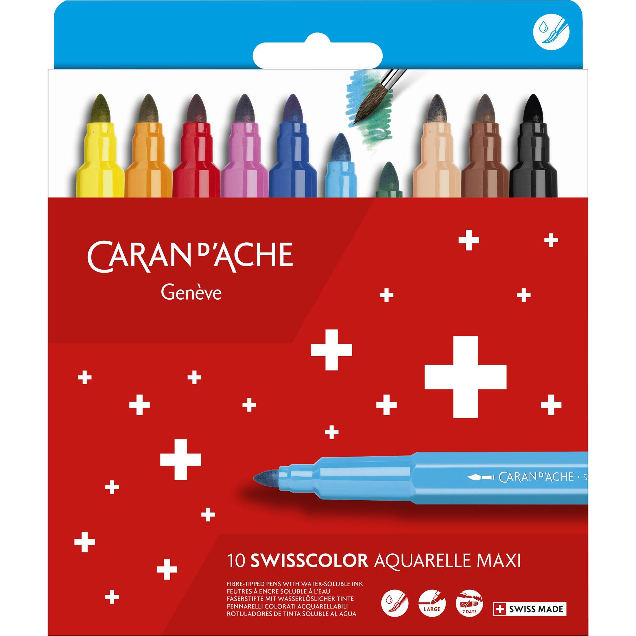 Caran d'Ache, Malstifte, Fasermaler Swisscolor (Mehrfarbig, 10 x)