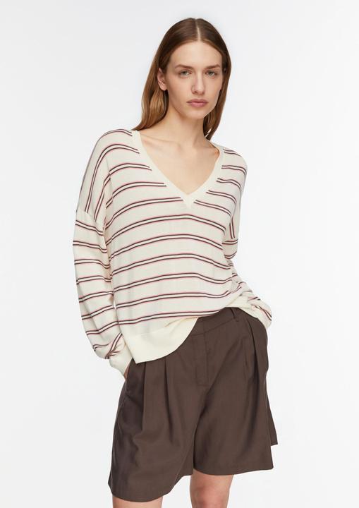 Produktbild Comma Gestreifter Feinstrickpullover aus Lyocell-Baumwoll-Mix mit Relaxed Fit (L)