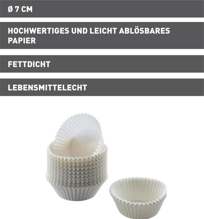 Produktbild Kaiser Creativ Muffin-Papierbackförmchen 200 Stück weiss 7cm fettdicht (7 cm)