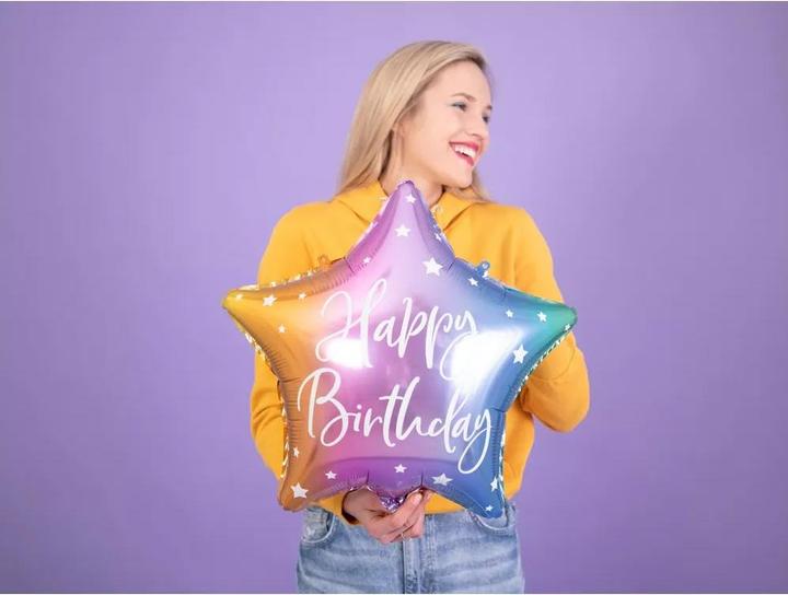 Image du produit Amscan Ballon transparent étoile arc-en-ciel Joyeux anniversaire (1 x)