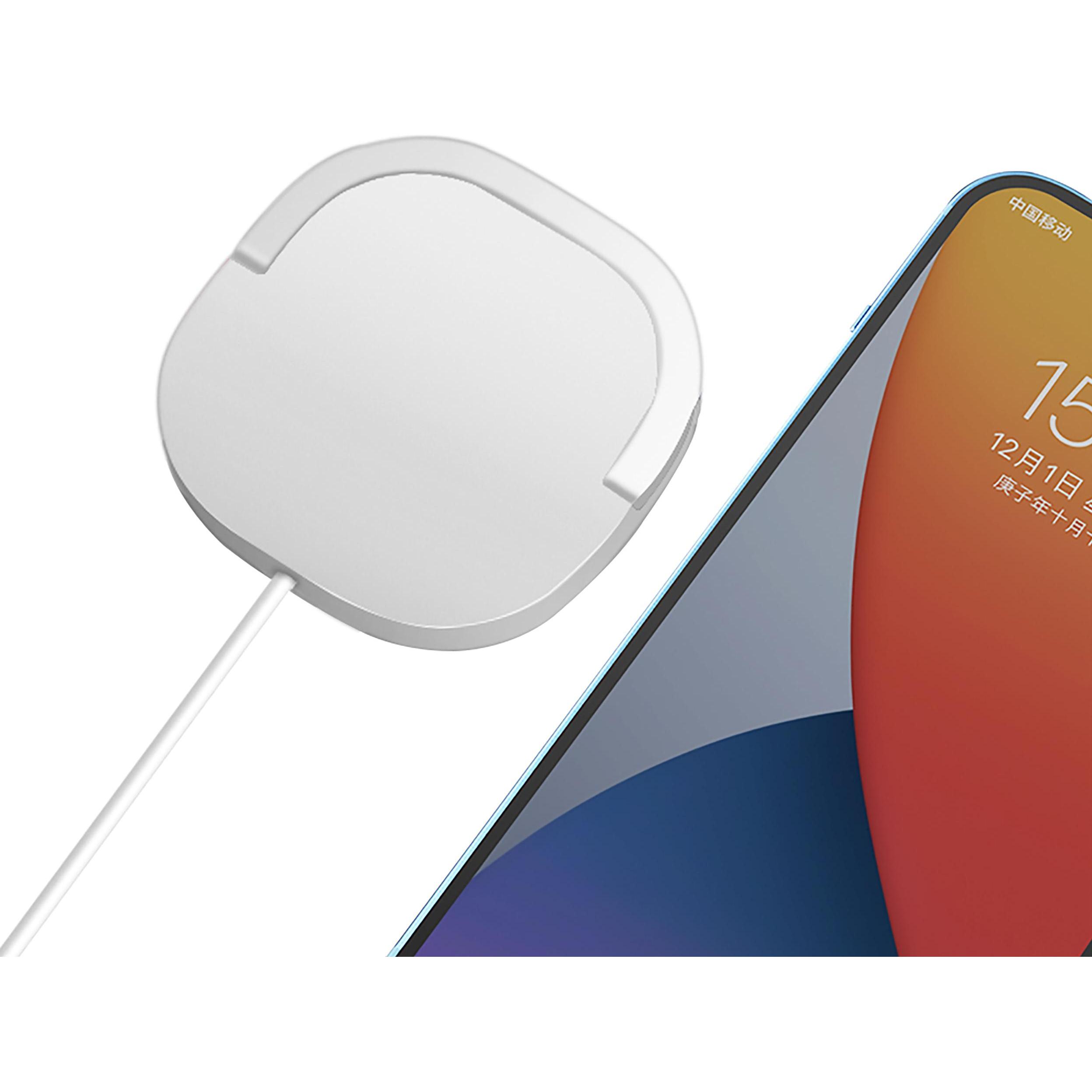 Thumbnail - Cazy iPhone 15 Pro Soft TPU (Kompatible MagSafe) - Clear + Magnetic Wireless Charger Pad - Weiss (Apple iPhone 15 Pro), ...