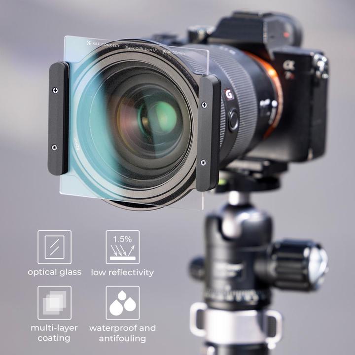 Image du produit K&F Concept Filtre de diffusion Concept 100x100 1/4 noir (100 mm, Filtre Black Mist, 100 mm)