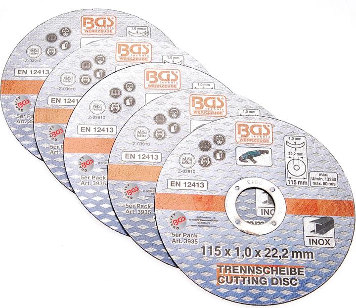 Actual product image BGS Cutting Discs for Stainless Steel Ø 115 x 1.0 x 22.2 mm 5 pcs.