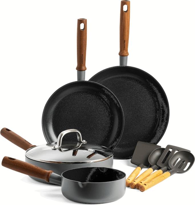 Greenpan Mayflower Pro 9-delige Pannenset met keramische antikleeflaag (24 cm, Pan set + pot set, Aluminium)