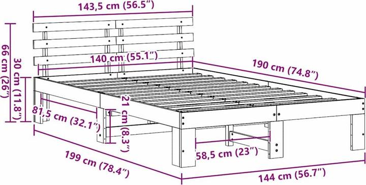 Immagine prodotto vidaXL Bettgestell (140 x 190 cm)
