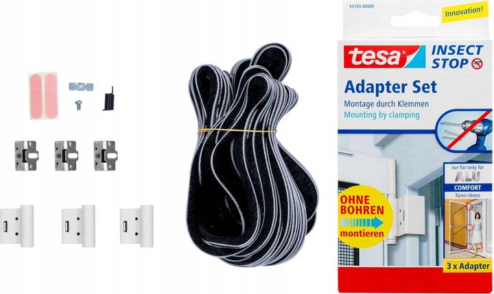 Produktbild tesa Insektenschutz Alu COMFORT Adapter für Türen, zur Montage ohne Bohren