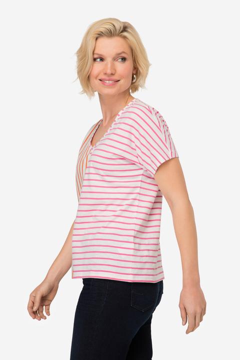 Immagine prodotto Laurasøn T-Shirt, Ringelmix, V-Ausschnitt, Halbarm, OEKO-TEX Made in Green (M)