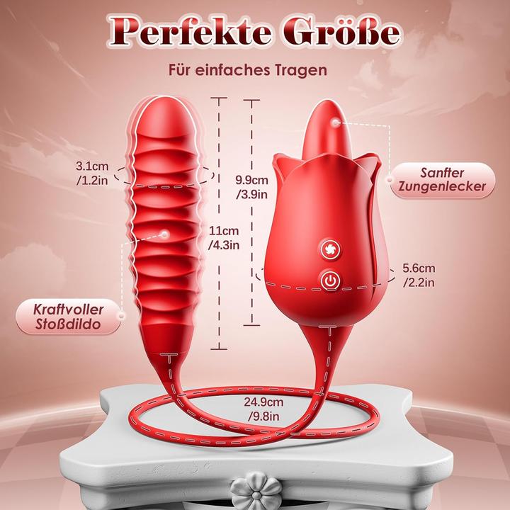 Gobeken Rosen-Vibrations-Dildo mit 10 Funktionen für Frauen