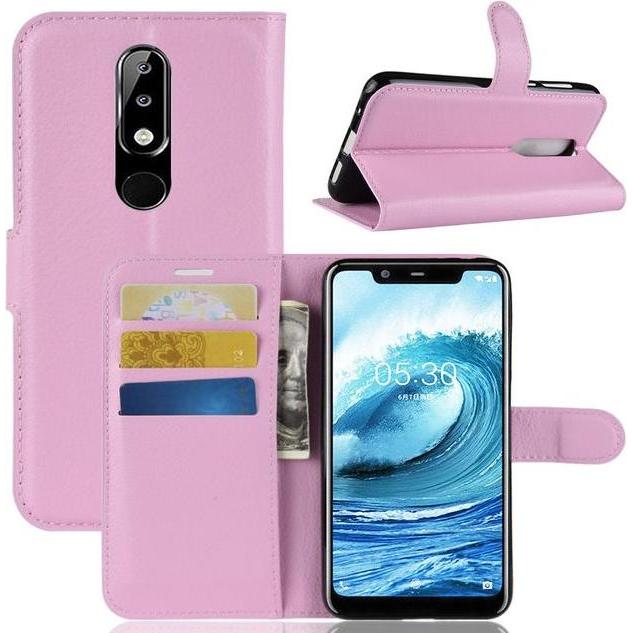 Thumbnail - MU Classic Litchi Leder Bookcover Series (Nokia 5.1 Plus), Smartphone Hülle, Pink