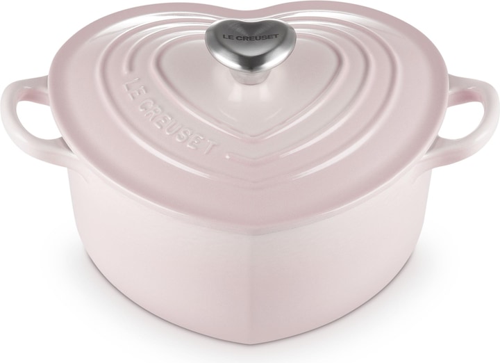 Image du produit Le Creuset Rôtissoire à coeur avec bouton de coeur Shell Pink (20 cm, Cocotte + faitout, Fonte)