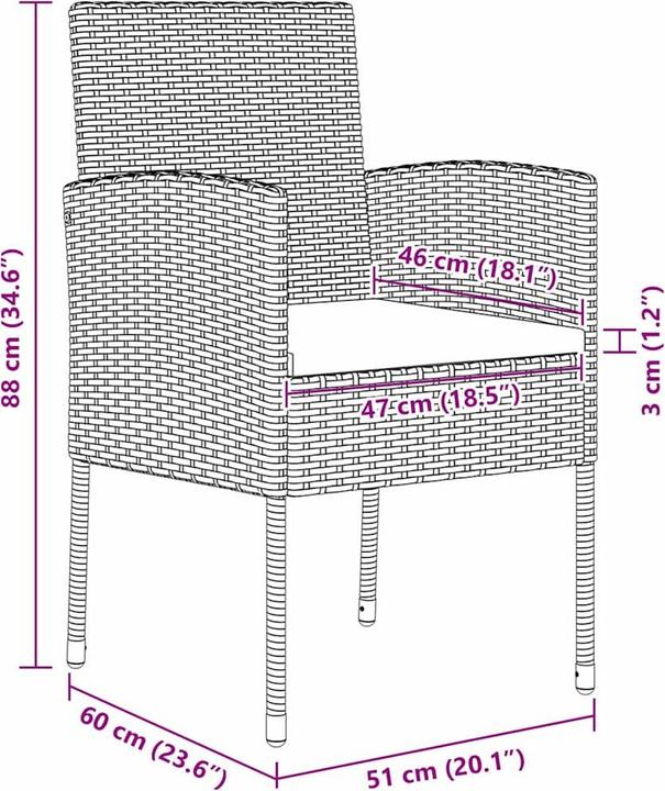 Produktbild vidaXL Garten Essgruppe (80 x 80 x 73 cm)