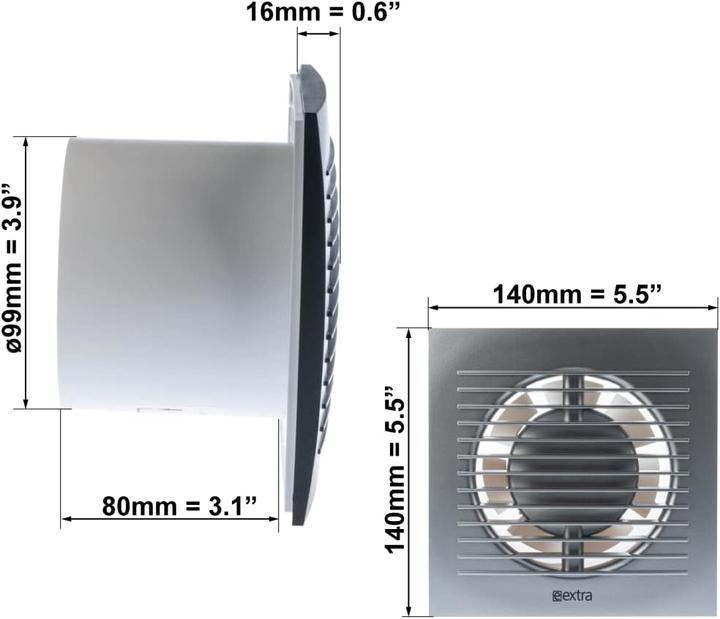 Produktbild Euro3plast 100mm Bad-Lüfter mit Feuchtesensor, Silber