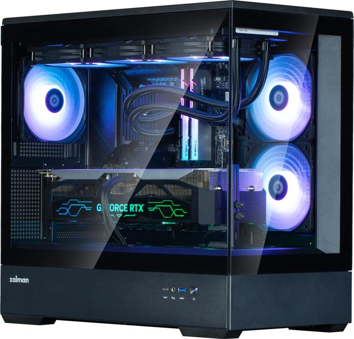 Actual product image Zalman GHE P30 V2 micro-ATX case Tempered Glass Panoramic View - Black (mATX, Mini-ITX)