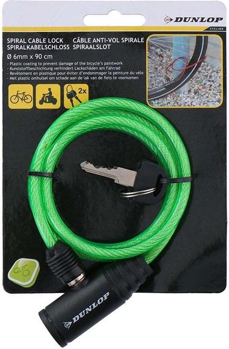 Actual product image Dunlop - Spiral-Fahrradschloss mit Schlüssel 90 cm (Grün)