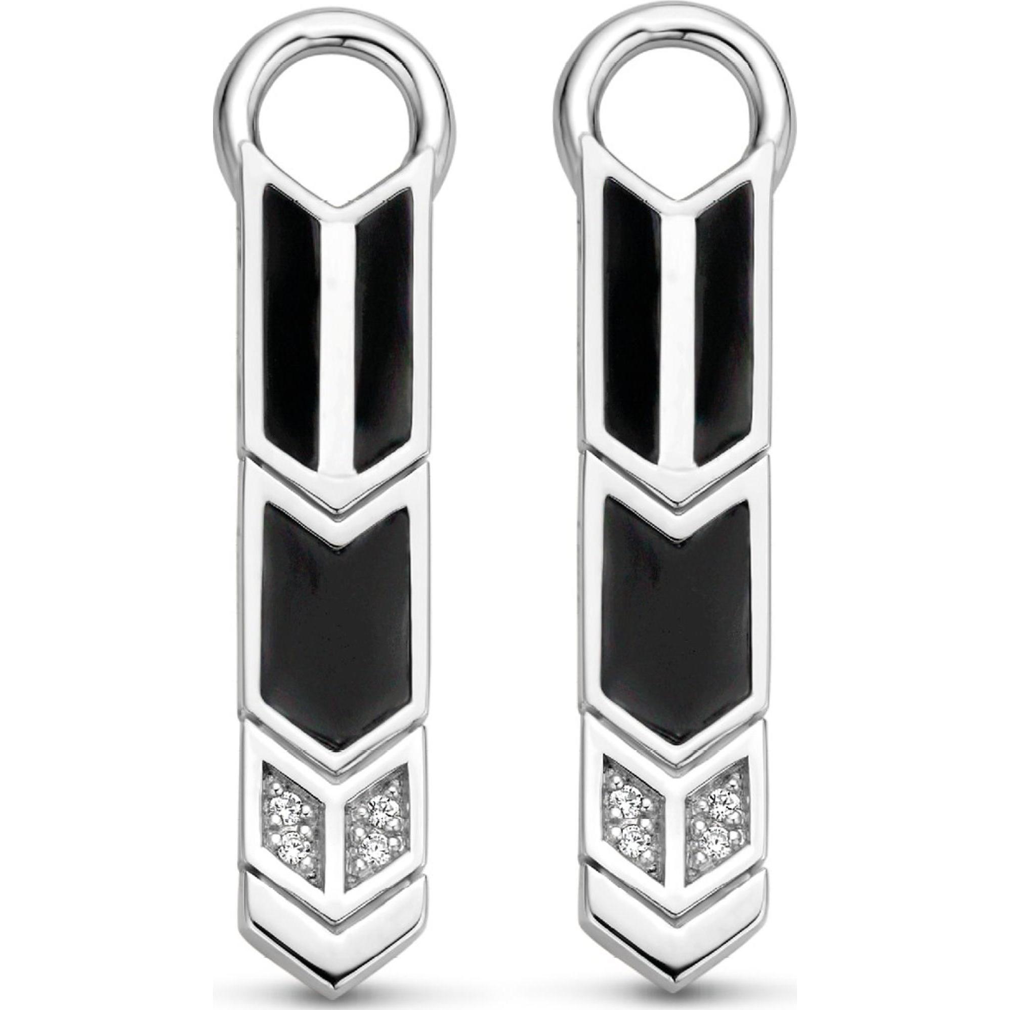 Ti Sento Milano, Ohrringe, Einhänger für Creolen mit Onyx und Zirkonia 9225BO, (925er Silber)