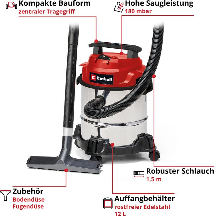 Productafbeelding Einhell TC-VC 1812/1 S 2342500 Nass-/Trockensauger 12 l (Nat-droog stofzuiger)