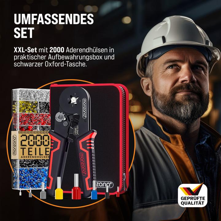 Produktbild Monzana Crimpzange + Aderendhülsen Set (55 mm)