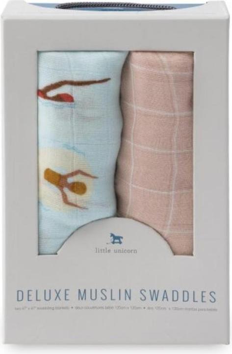 Produktbild little unicorn Deluxe Muslin Swaddle 2 Pack - Swim Cap Set (120 cm, 120 cm)