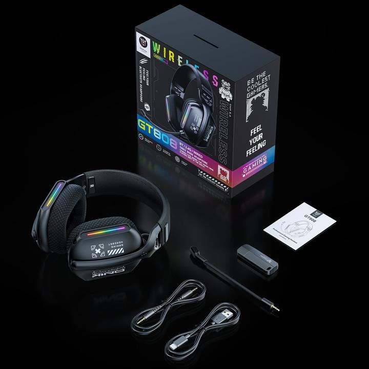 Actual product image Onikuma GT808 (2.4G+Bluetooth) Black GAMING HEADSET (Cable, Wireless)