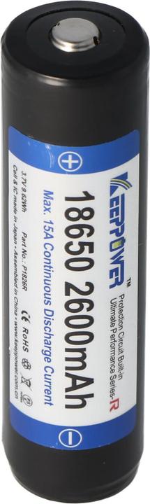 Keeppower Akku R 18650 geschützt (Pluspol erhöht) (1 pcs., 18650, 2600 mAh)