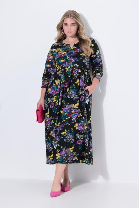 Produktbild Ulla Popken Maxikleid, Blüten, A-Linie, Tunika-Ausschnit, Langarm (60)