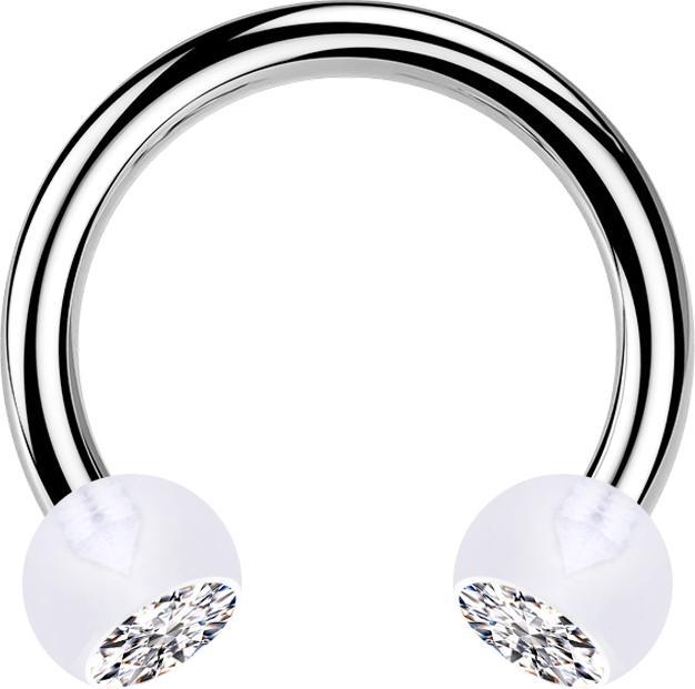 Image du produit Star Piercing Circular Barbell argent avec deux boules cristal transparent argenté (Matières plastiques, Acier chirurgical 316L, sans laiton)
