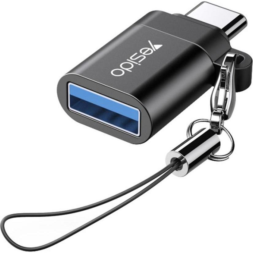 Yesido - OTG Adapter (GS06) - Type-C to USB 3.0, Plug & Play, 5Gbps - Black (USB tipo C, USB-A), Adattatore dispositivo mobile, Nero