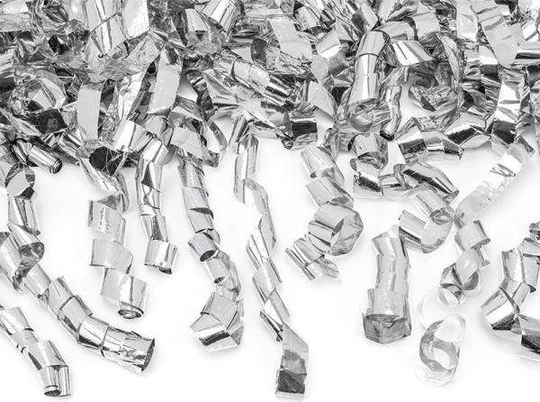 Actual product image Partydeco Confetti cannon with streamers, silver, 40cm (1 pkt / 1 pc.) (1 Piece)