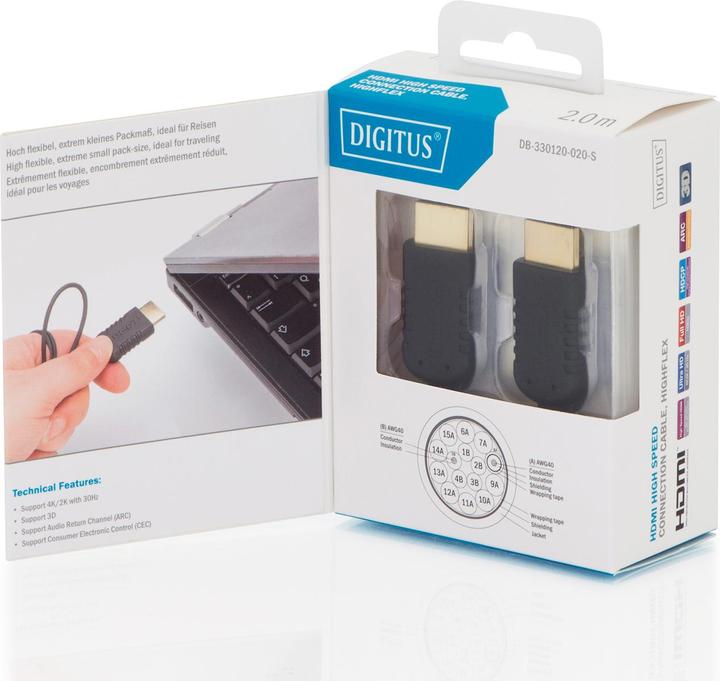 Produktbild Digitus HDMI (Typ A) — HDMI (Typ A) (2 m)
