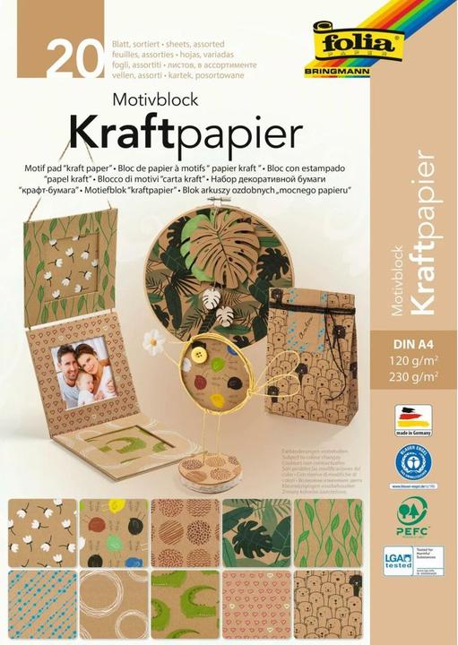 Image du produit Folia Bloc de motifs en papier kraft (230 g/m², 1x)