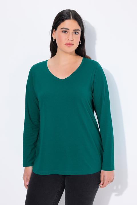 Produktbild Ulla Popken Shirt, Slim, V-Ausschnitt, Langarm (46, 48)