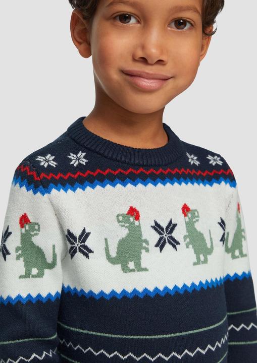 Produktbild S.Oliver Strickpullover Jacquard-Strickpullover mit Weihnachtsmotiv (98)