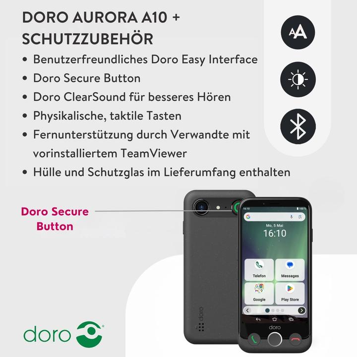 Produktbild Doro Aurora A10 / WCS graphit (64 GB, Graphit, 4.50", Dual SIM, 4G)