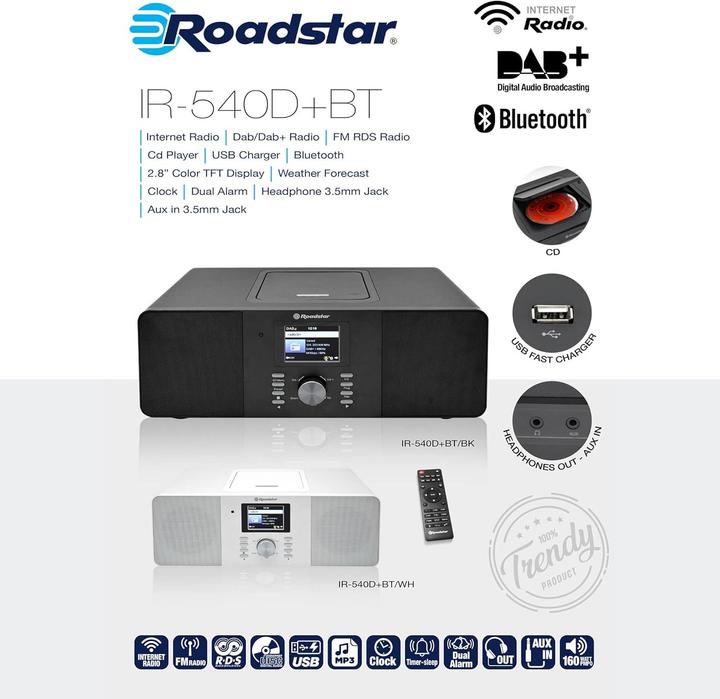 Immagine prodotto Roadstar IR-540D+BT/BK (DAB, DAB, FM, Bluetooth, WiFi)